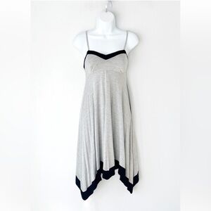 Ella Moss Grey Black Sleeveless Asymmetrical Handkerchief Swing Tank Dress Small